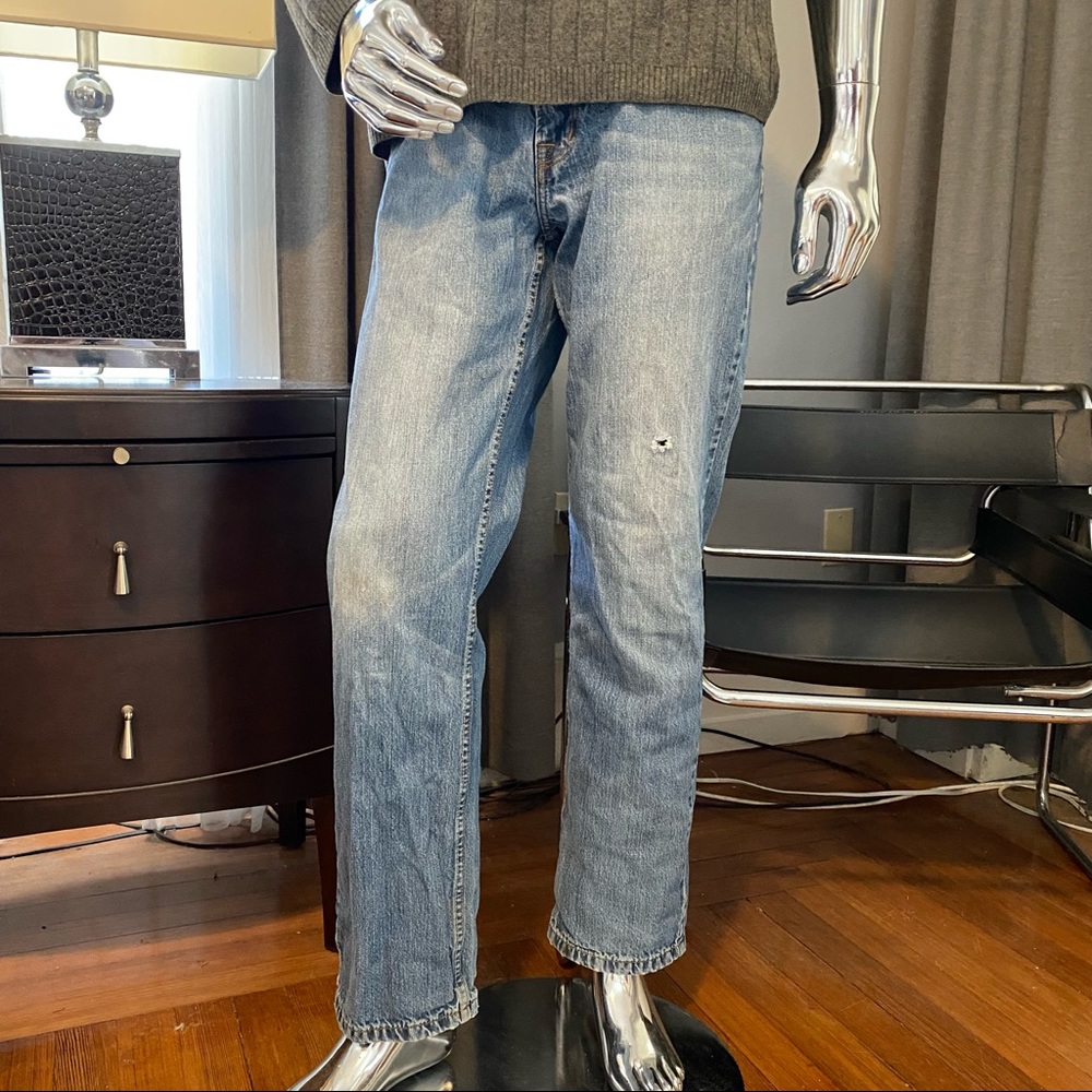 DKNY Vintage Distressed Straight Leg Jeans